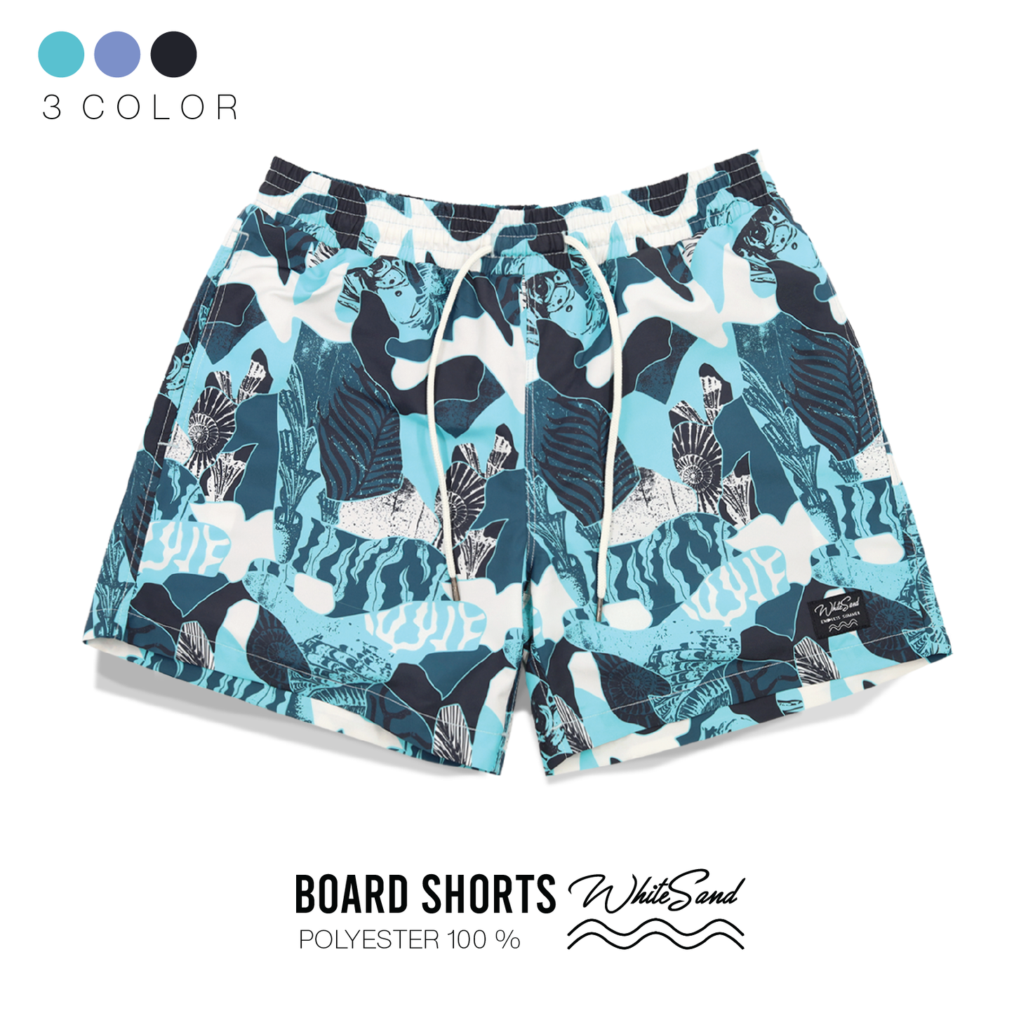 Men Boardshorts – Polyester, Quick Dry | Shell Fish 🐚