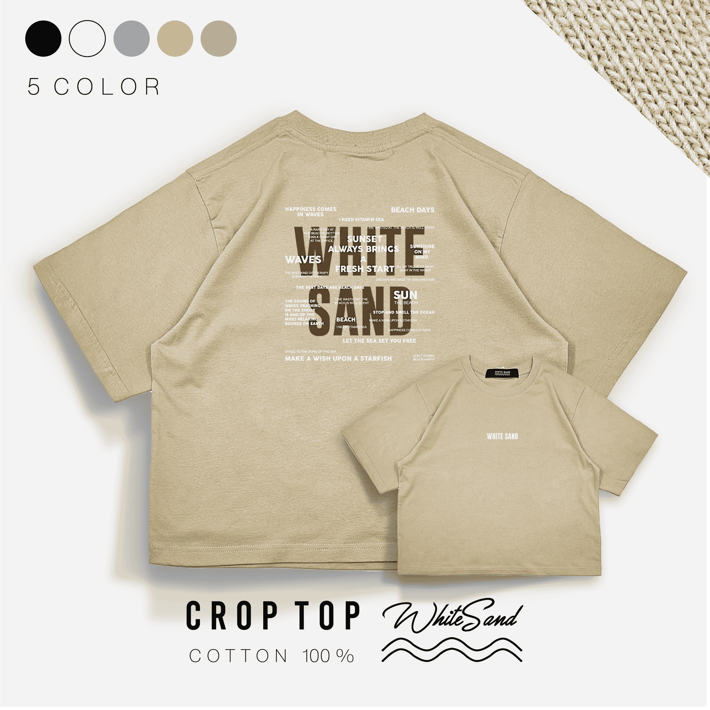 Crop Top Cotton Tee – Beach Days⛱️