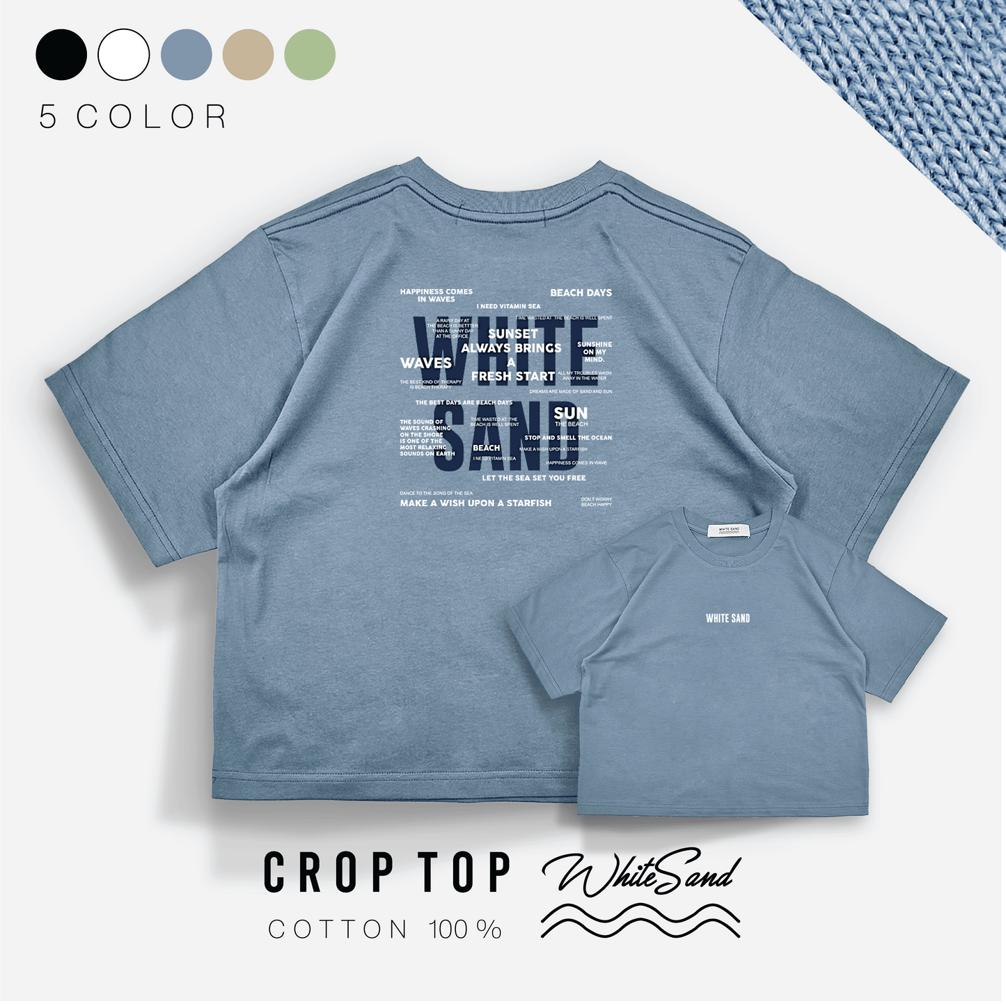 Crop Top Cotton Tee – Beach Days⛱️