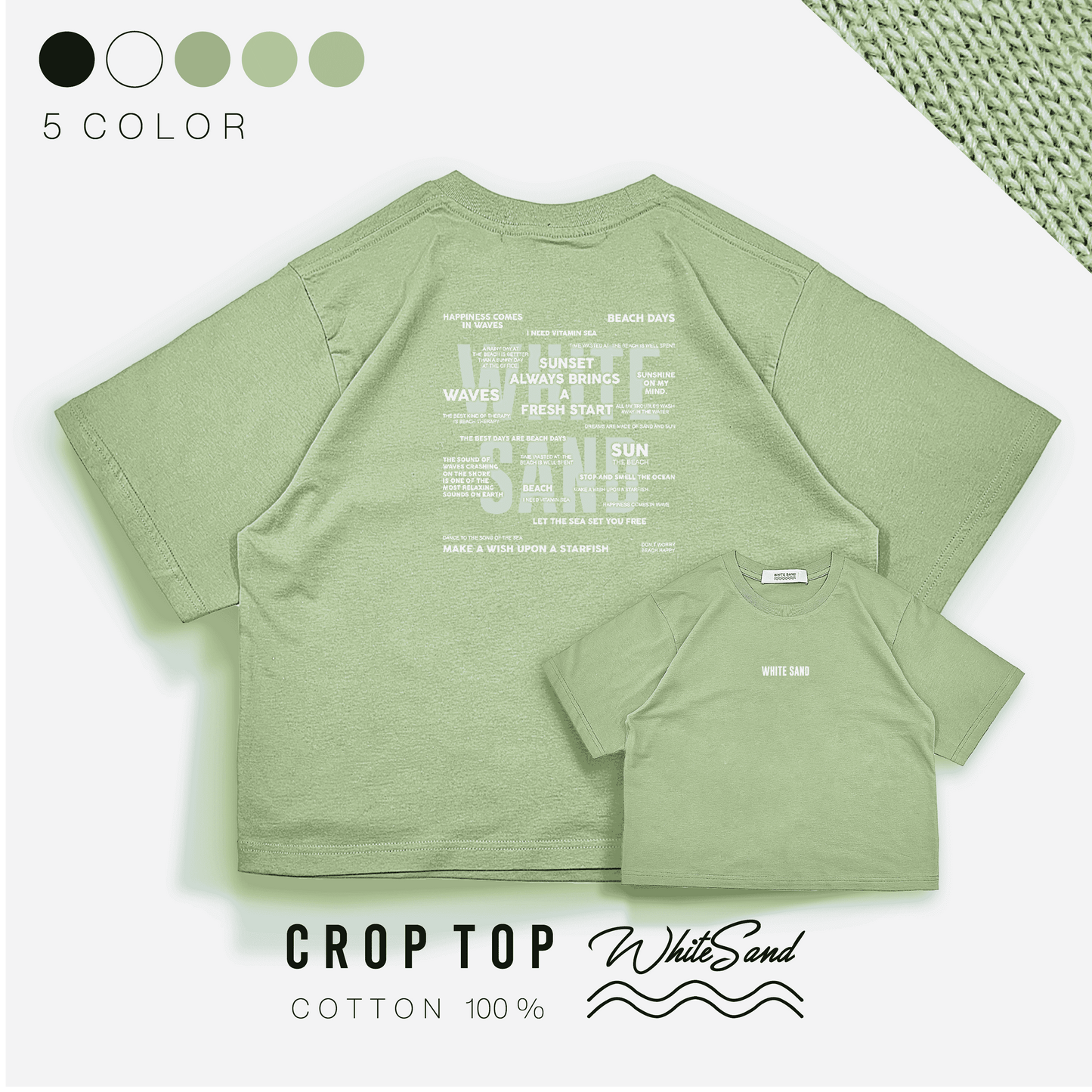 Crop Top Cotton Tee – Beach Days⛱️