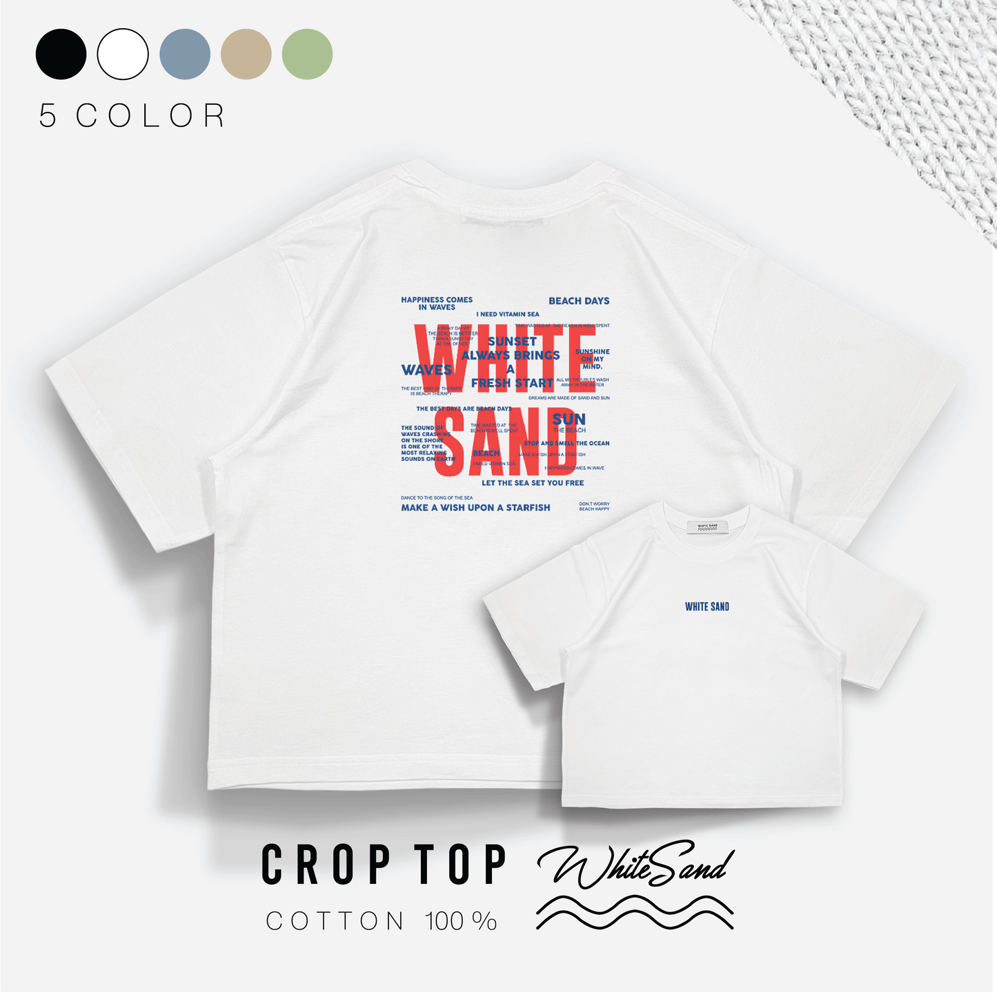 Crop Top Cotton Tee – Beach Days⛱️