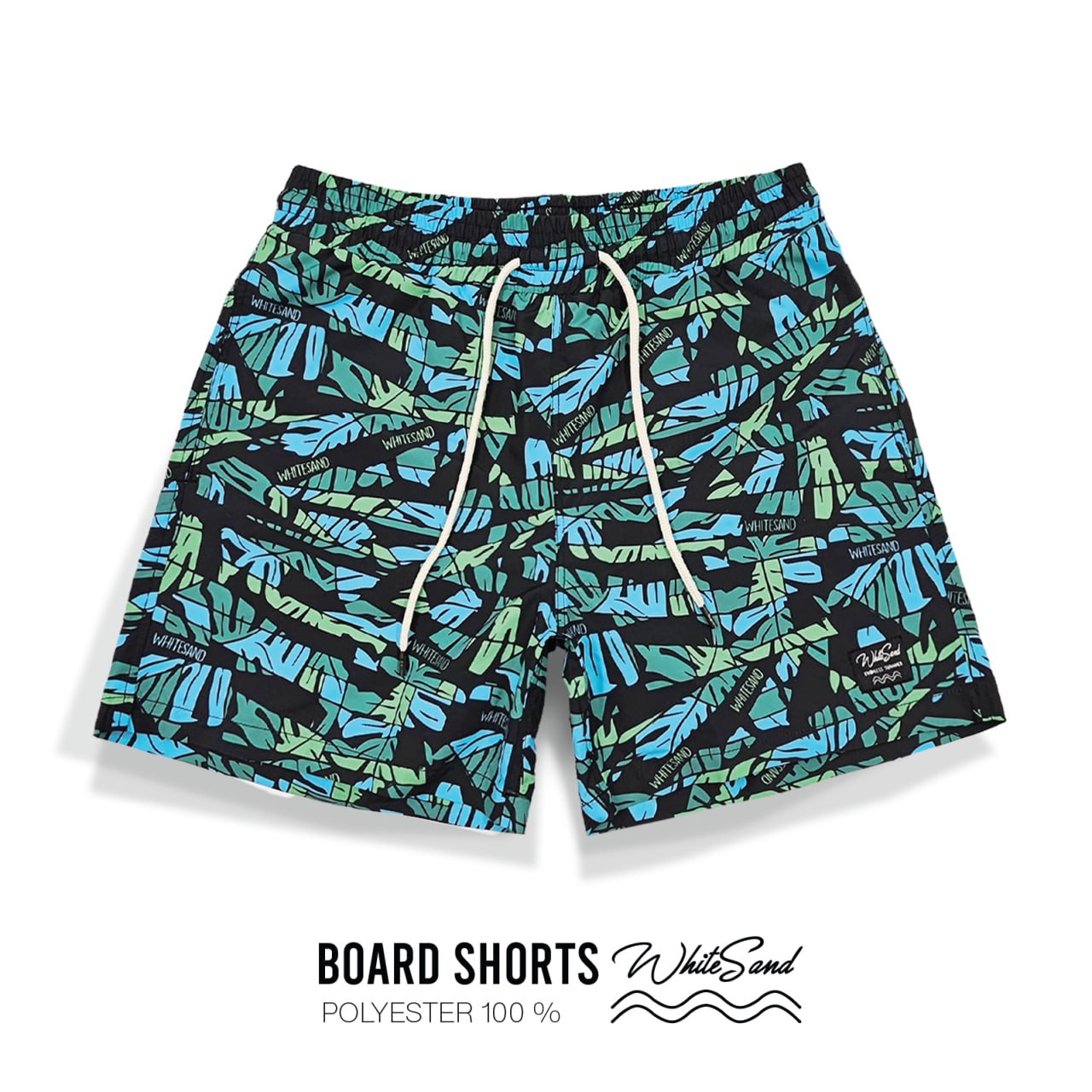 Men Boardshorts – Polyester, Quick Dry | Leaf Camo Black x Green