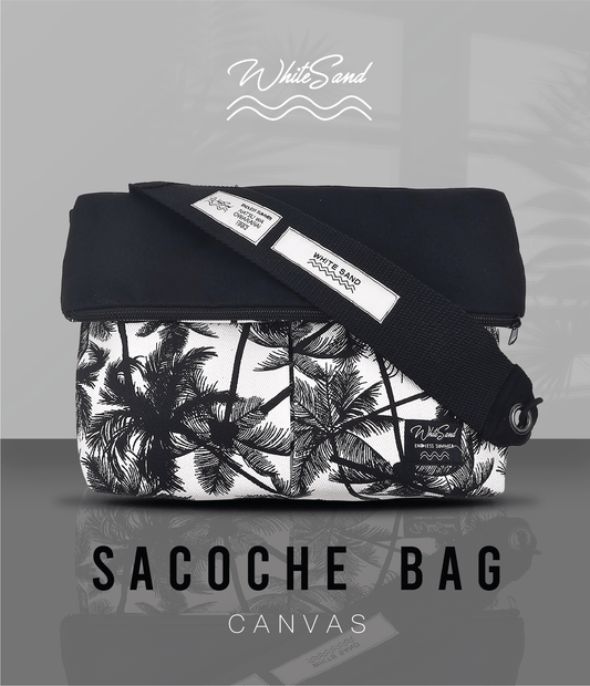 Sacoche Canvas Bag – Black x Palm White