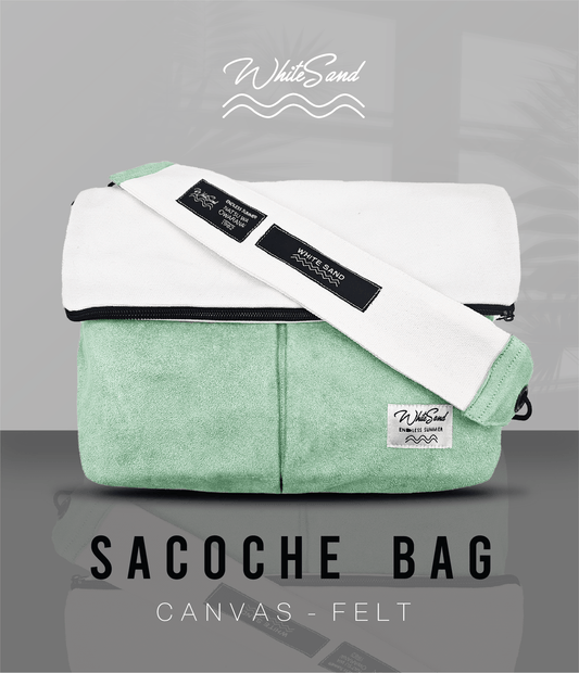 Sacoche Canvas Bag – White x Mint