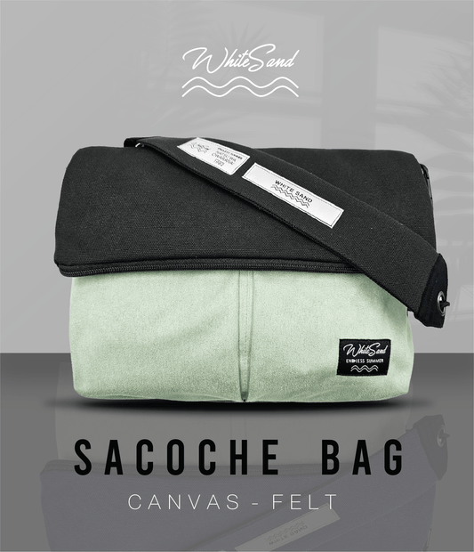 Sacoche Canvas Bag – Black x Mint