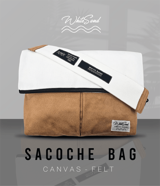 Sacoche Canvas Bag – White x Brown