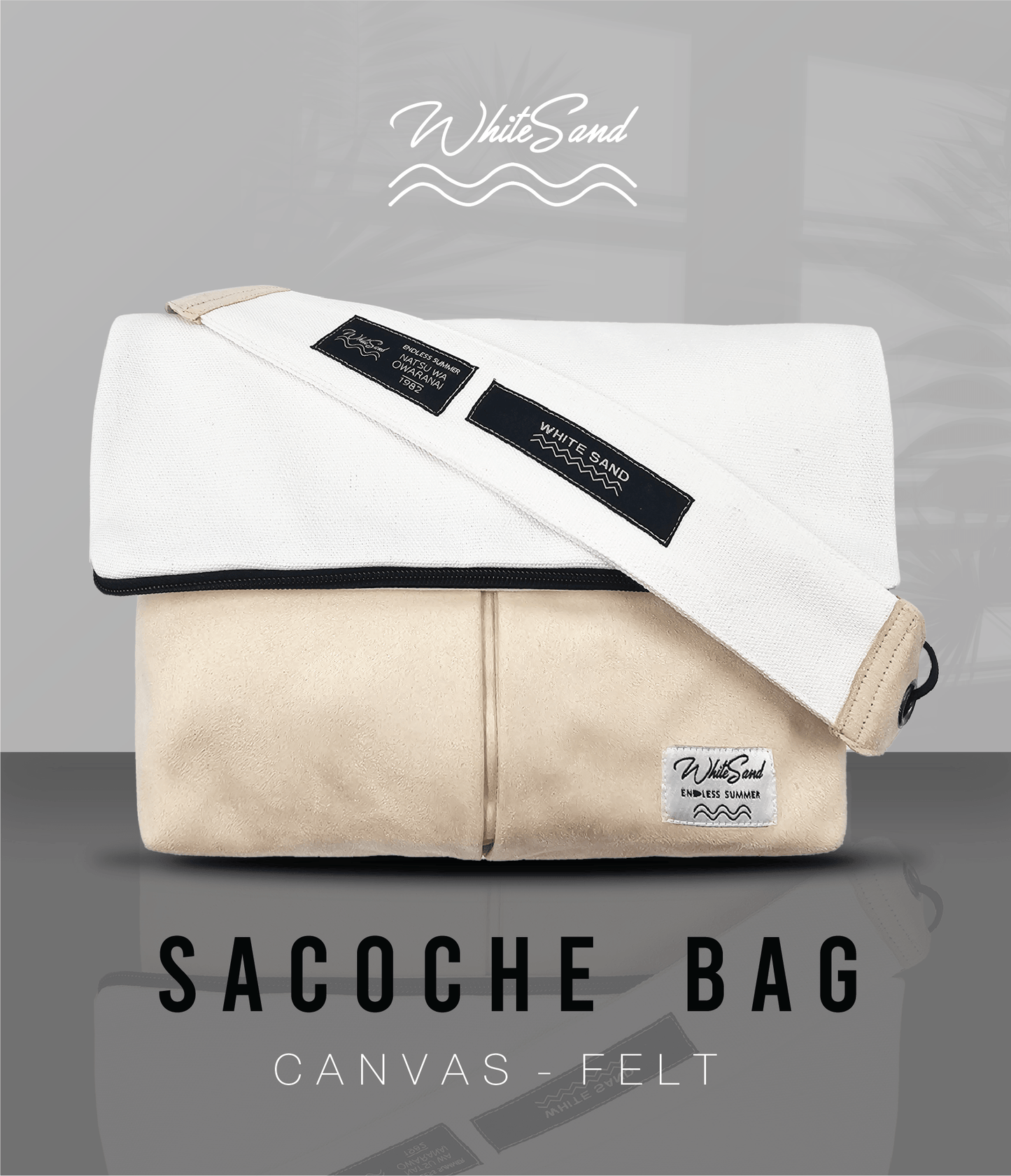 Sacoche Canvas Bag – White x Cream