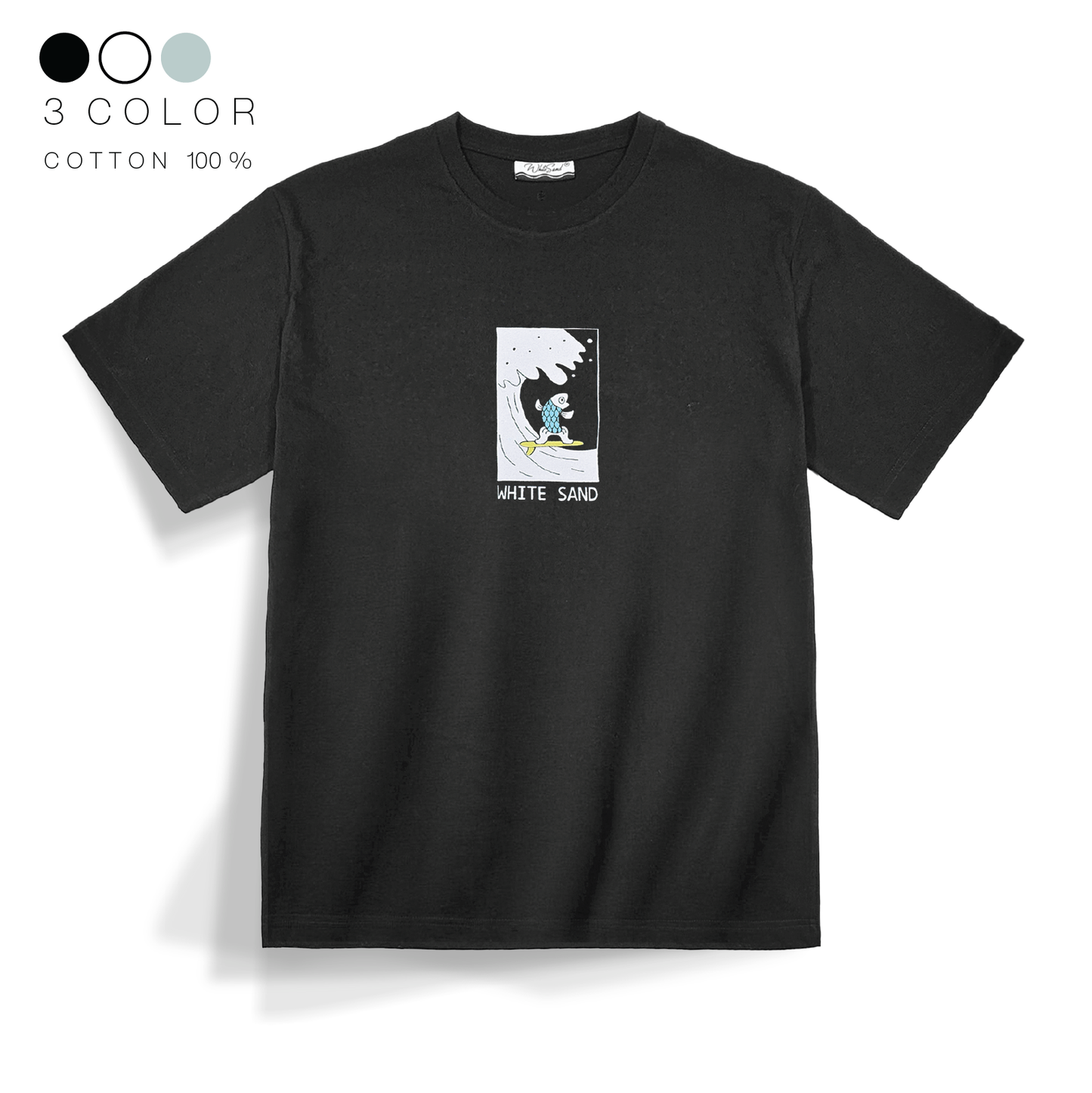 Unisex Cotton Tee – Fish Surfing🏄‍♂️