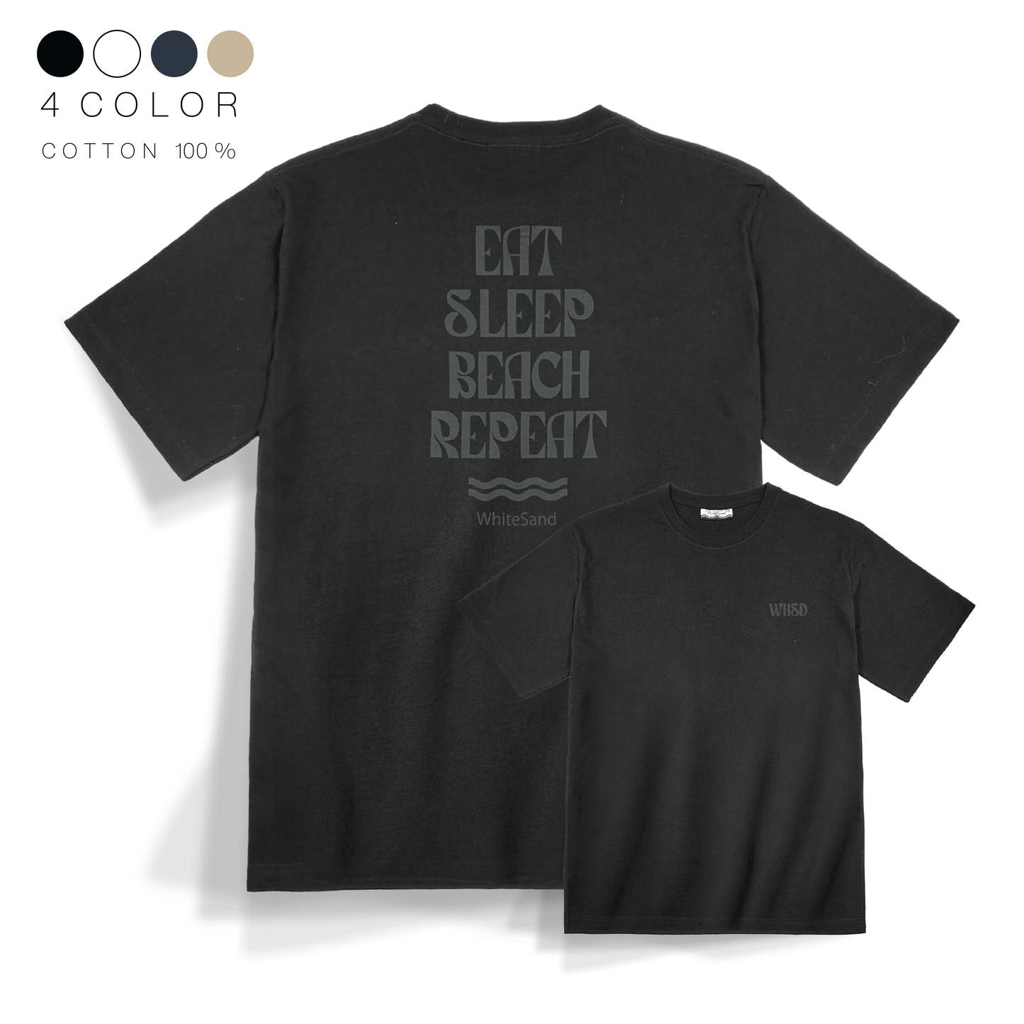 Unisex Cotton Tee – Eat, Sleep, Beach, Repeat🔁