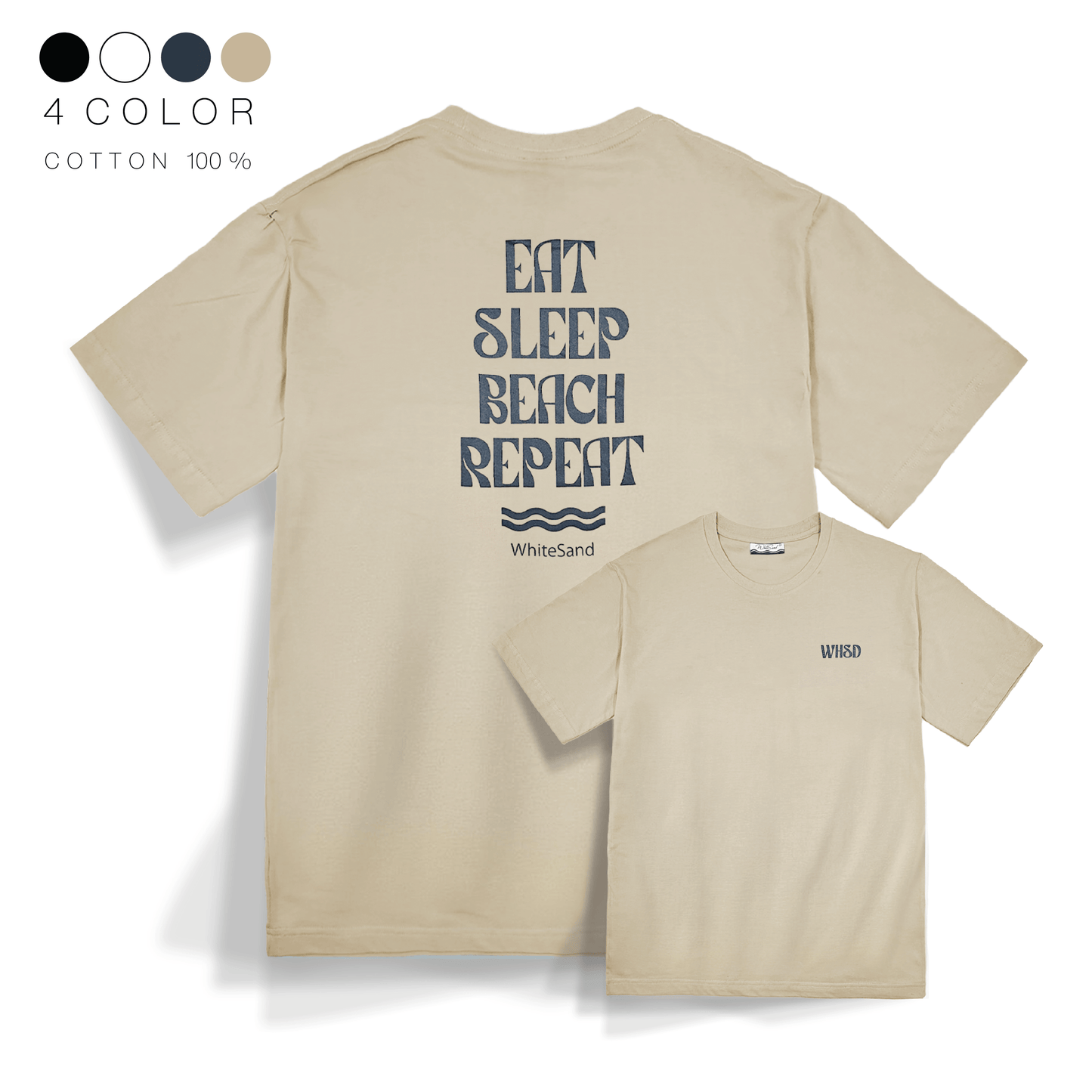 Unisex Cotton Tee – Eat, Sleep, Beach, Repeat🔁